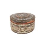 λ A MOTHER-OF-PEARL AND GLASS-INLAID LACQUERED LIDDED BETEL BOX Thailand, South East Asia, 19th cent