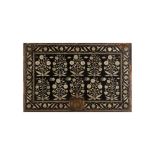 λ AN INDO-PORTUGUESE IVORY-INLAID HARDWOOD FURNITURE PANEL Possibly Gujarat or Goa, Western India, 1