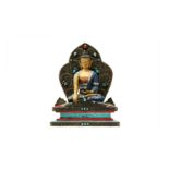 A NEPALESE PAINTED BRONZE FIGURE OF BUDDHA