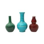 A GROUP OF THREE CHINESE MONOCHROME VASES 二十世紀 單色釉瓶一組三件