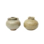 TWO CHINESE CELADON-GLAZED JARLETS 明 青釉小罐一組兩件