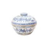 A CHINESE BLUE AND WHITE 'POMEGRANATE AND LILY' TUREEN AND COVER 明 青花花果紋湯盌連蓋