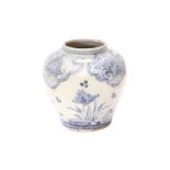 A CHINESE BLUE AND WHITE 'LOTUS' JAR 明 青花蓮紋罐