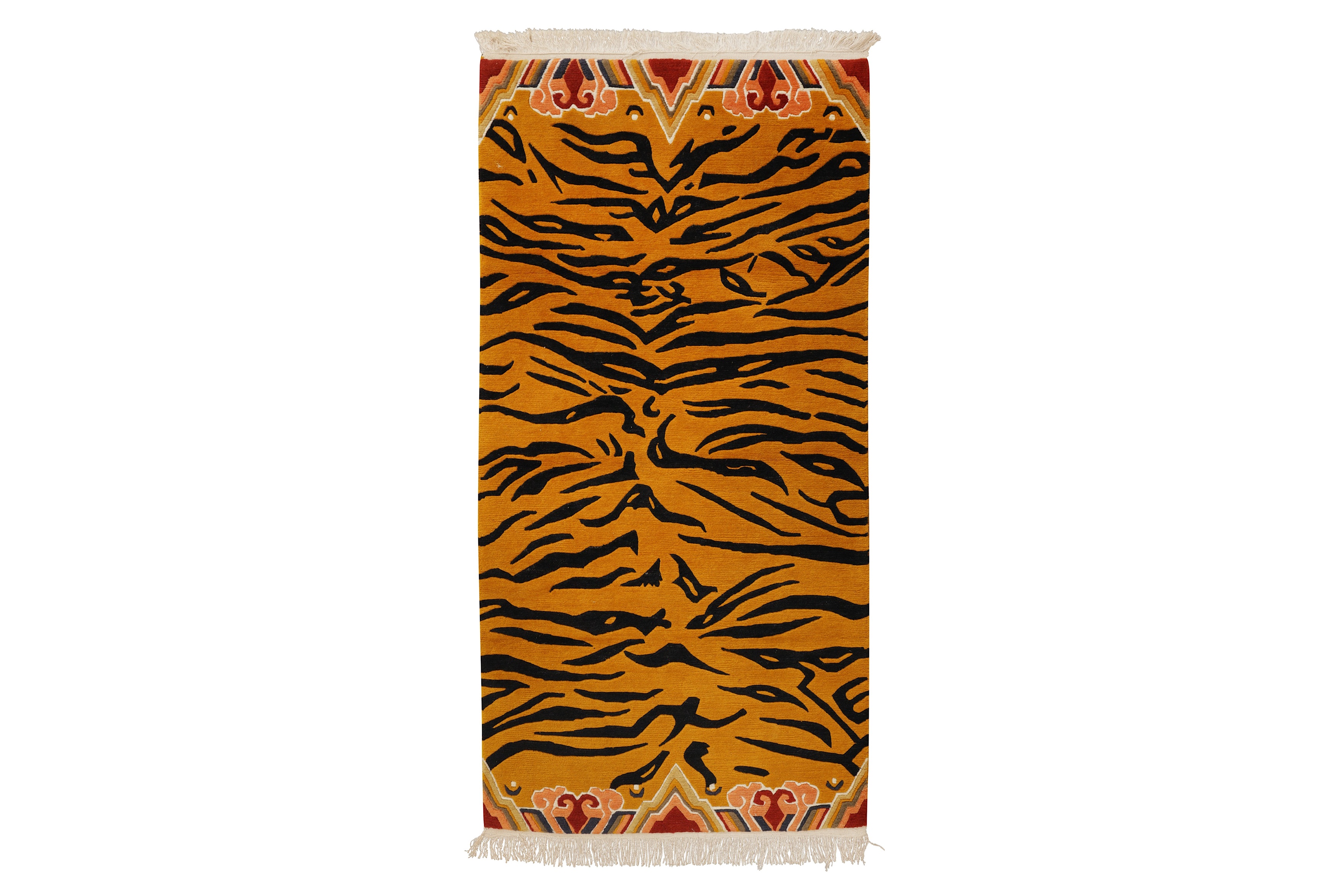 A FINE TIBETAN RUG OF TIGER DESIGN