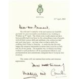 TYPED LETTER RELATED TO THE WEDDING OF CHARLES, PRINCE OF WALES AND CAMILLA PARKER-BOWLES