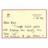 AN AUTOGRAPH NOTE FROM DIANA, PRINCESS OF WALES