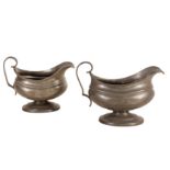PAIR OF GEORGE IV PEWTER CORONATION SAUCE BOATS