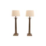 A PAIR OF PAREX POLISHED BRASS TABLE LAMPS