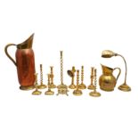 A QUANTITY OF 19TH CENTURY AND LATER BRASSWARES