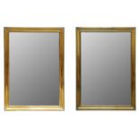 A PAIR OF RECTANGULAR BRASS FRAMED WALL MIRRORS, 19TH CENTURY