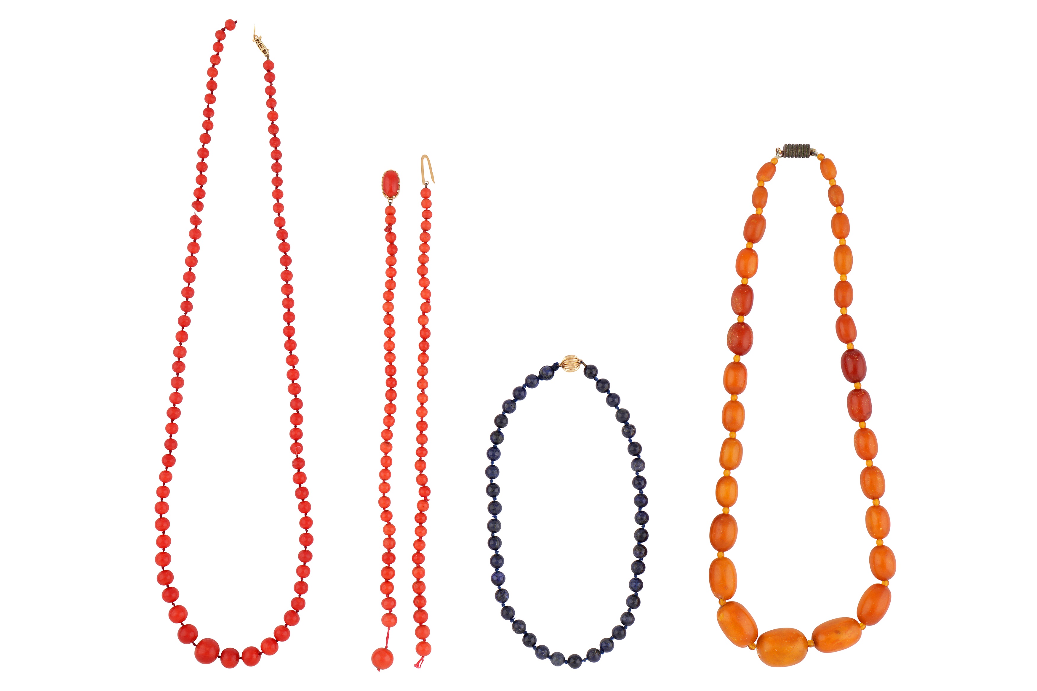 A GROUP OF FOUR BEAD NECKLACES