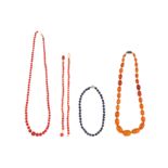 A GROUP OF FOUR BEAD NECKLACES