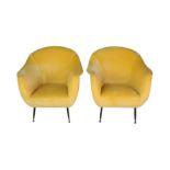 A PAIR OF CONTEMPORARY TUB STYLE ARMCHAIRS
