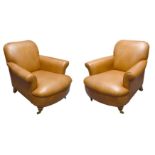 A PAIR OF LAURA ASHLEY LEATHER ARMCHAIRS