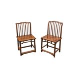 A PAIR OF CHINESE WOOD CHAIRS 晚清 木椅一對 《耕餘堂沈》款