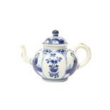 A CHINESE BLUE AND WHITE TEAPOT AND COVER 清康熙 青花美人圖紋茶壺