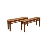 A PAIR OF CHINESE WOOD NARROW BENCHES 清 木窄凳