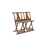 A CHINESE WOOD TWO-SEATER FOLDING TRAVELLING BENCH 清 木雙人折椅