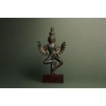 A RARE KHMER BRONZE FIGURE OF HEVAJRA 十二至十三世紀 高棉銅喜金剛像