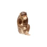 A JAPANESE SATSUMA MODEL OF A MONKEY