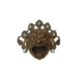 A TIBETAN BRONZE 'VAJRADAKA' HEAD 十九或二十世紀 銅「天福之面」面具