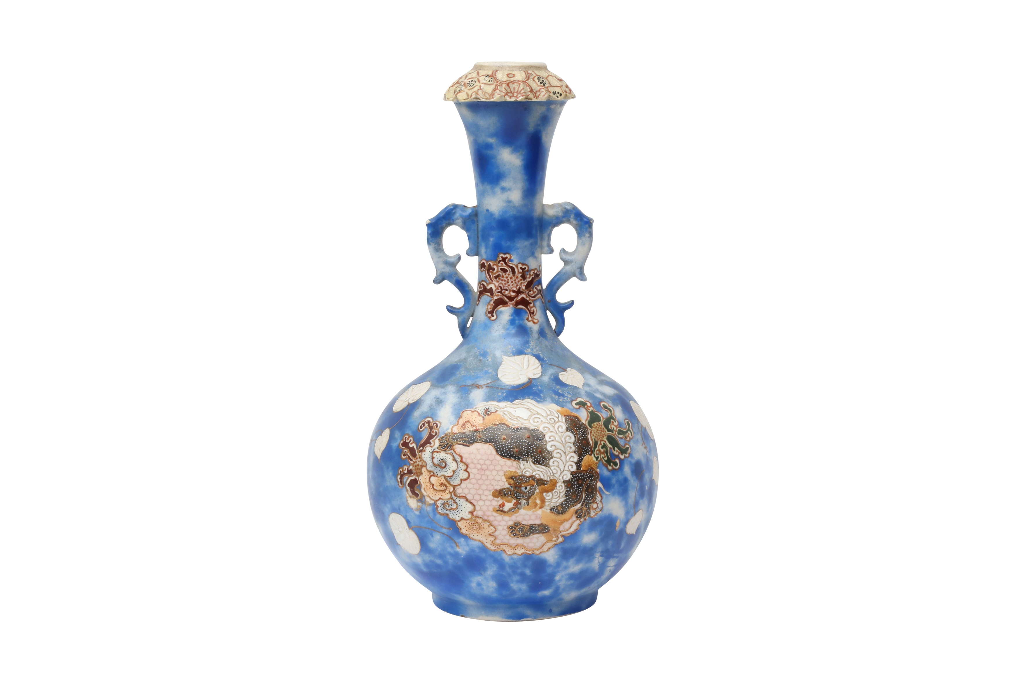 A JAPANESE BLUE-GROUND SATSUMA 'DRAGON' VASE