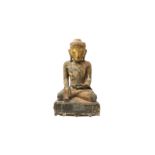 A THAI GILT-LACQUERED WOOD FIGURE OF BUDDHA