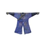 A RARE CHINESE SUMMER GAUZE 'DRAGON' ROBE. 清 刺繡龍紋夏袍