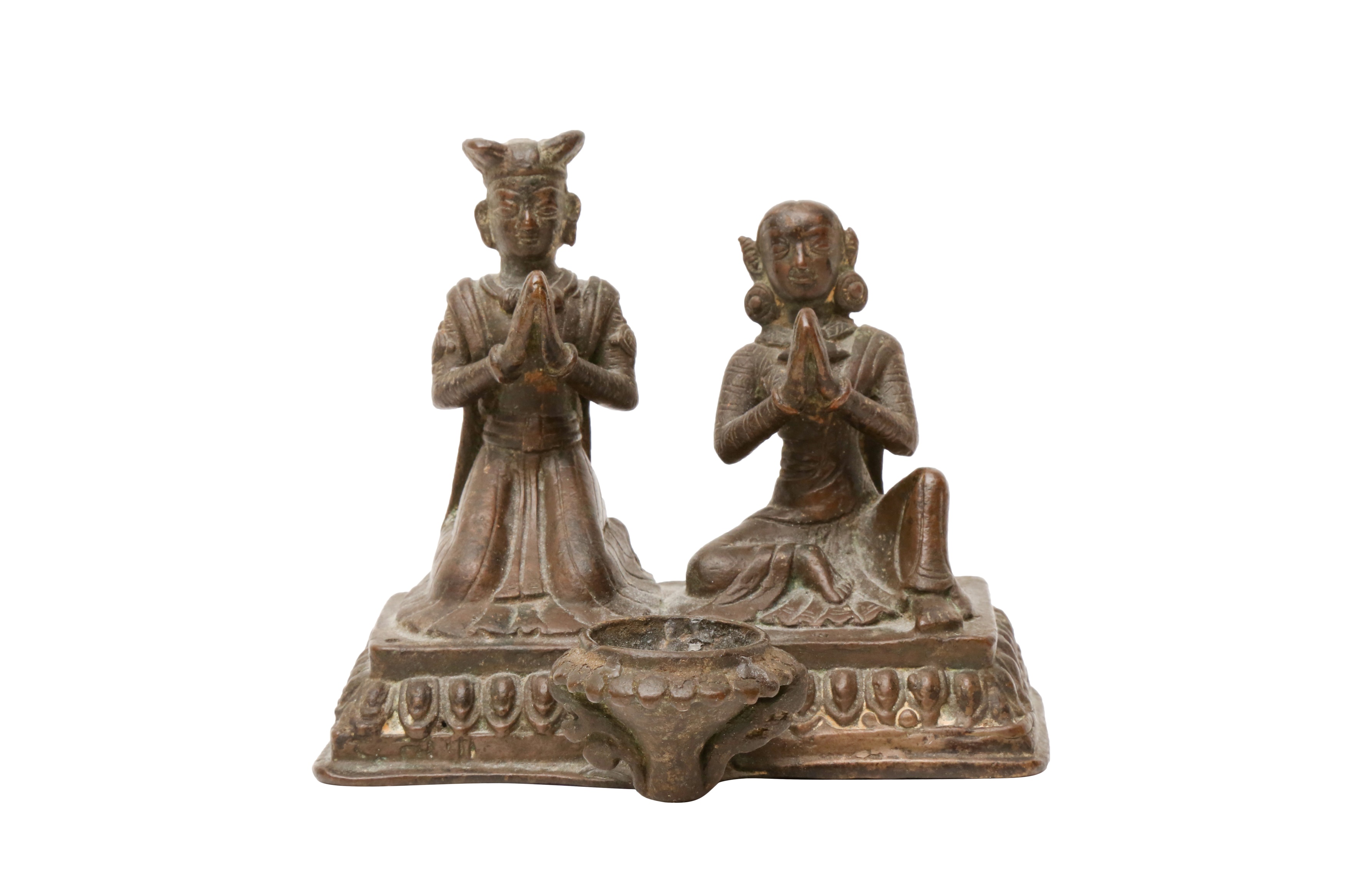 A NEPALESE BRONZE OIL 'DONORS' LAMP