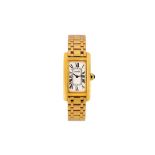 CARTIER. TANK AMERICAINE 18K YELLOW GOLD FULL SET.