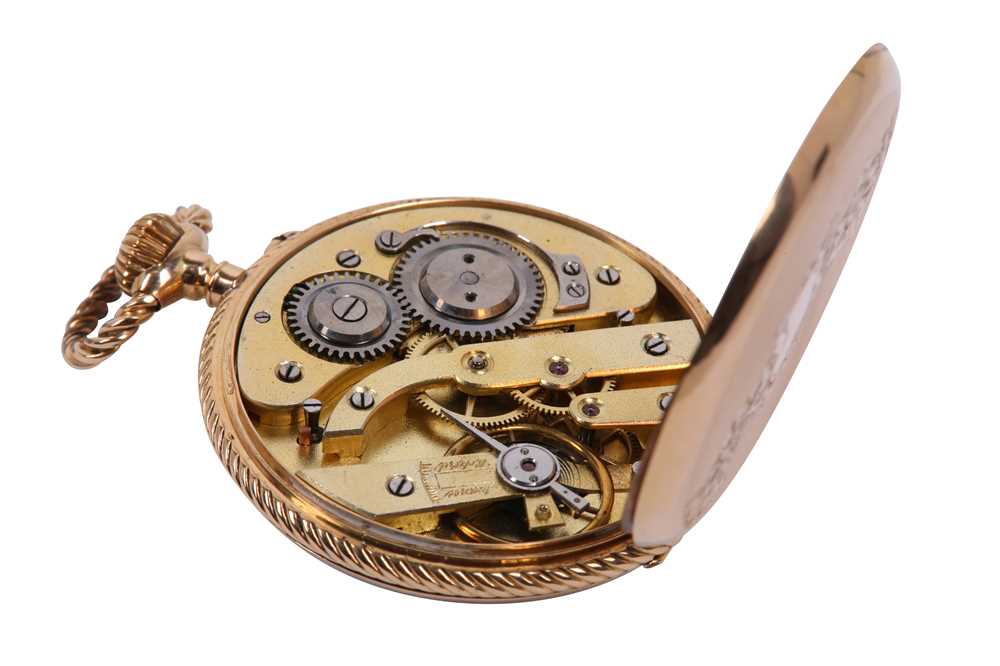OPEN-FACE POCKET WATCH. 14K YELLOW GOLD. - Image 4 of 6