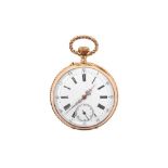 OPEN-FACE POCKET WATCH. 14K YELLOW GOLD.