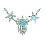 AN AQUAMARINE AND DIAMOND NECKLACE