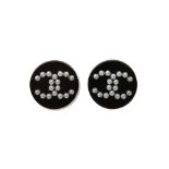 Chanel Black CC Inclusion Pierced Earrings