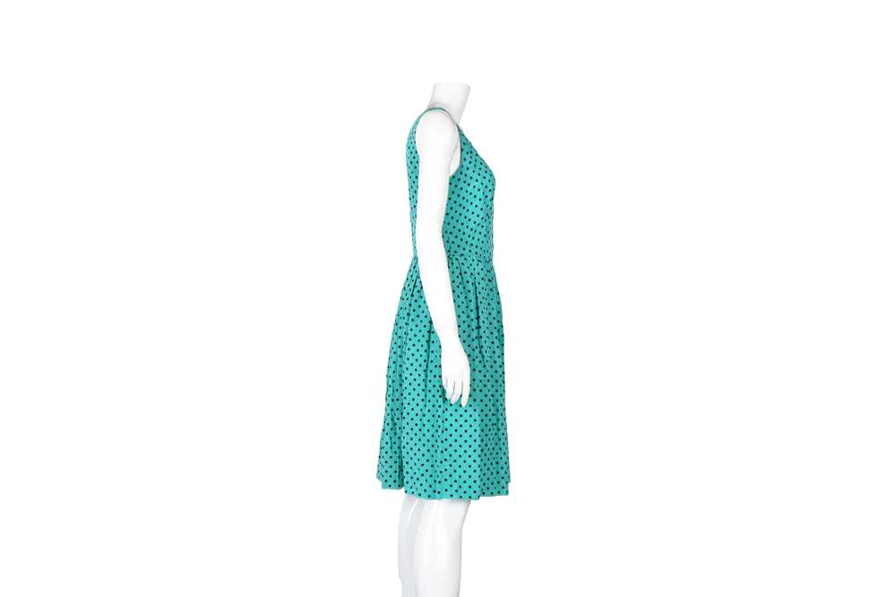 Prada Green Polka Dot Silk Sleeveless Dress - Size 42 - Image 4 of 5