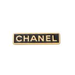 Chanel Black 'CHANEL' Plaque Brooch