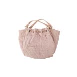 Chanel Pink Denim Quilted XL Chain Tote