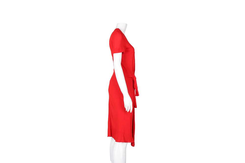 Gucci Red Crepe Tie Waist Dress - Size M - Image 4 of 5