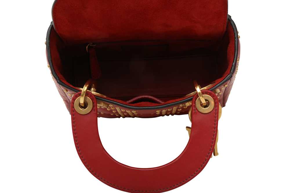 Christian Dior Red Studded Mini Lady Dior Bag - Image 6 of 6