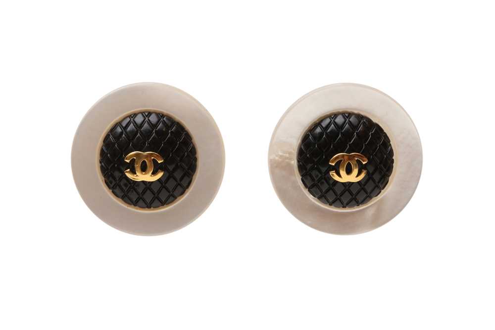 Chanel Black Matelasse Clip On Earrings