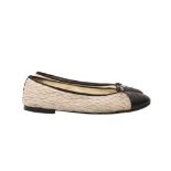 Chanel Taupe Ruched CC Ballet Flat - Size 41.5