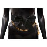 Chanel Black Bow Drop Chain Belt - Size 80