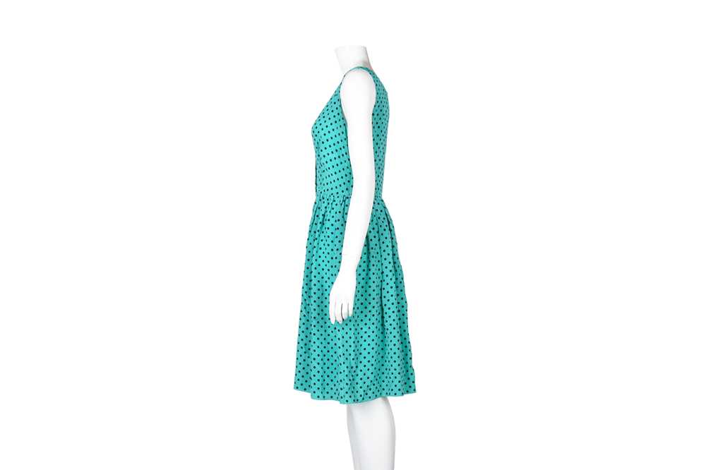 Prada Green Polka Dot Silk Sleeveless Dress - Size 42 - Image 2 of 5