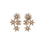 Chanel Snowflake CC Drop Pierced Earrings
