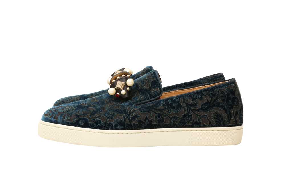 Christian Louboutin Teal Baroque Slip On Sneaker - Size 40 - Image 3 of 4