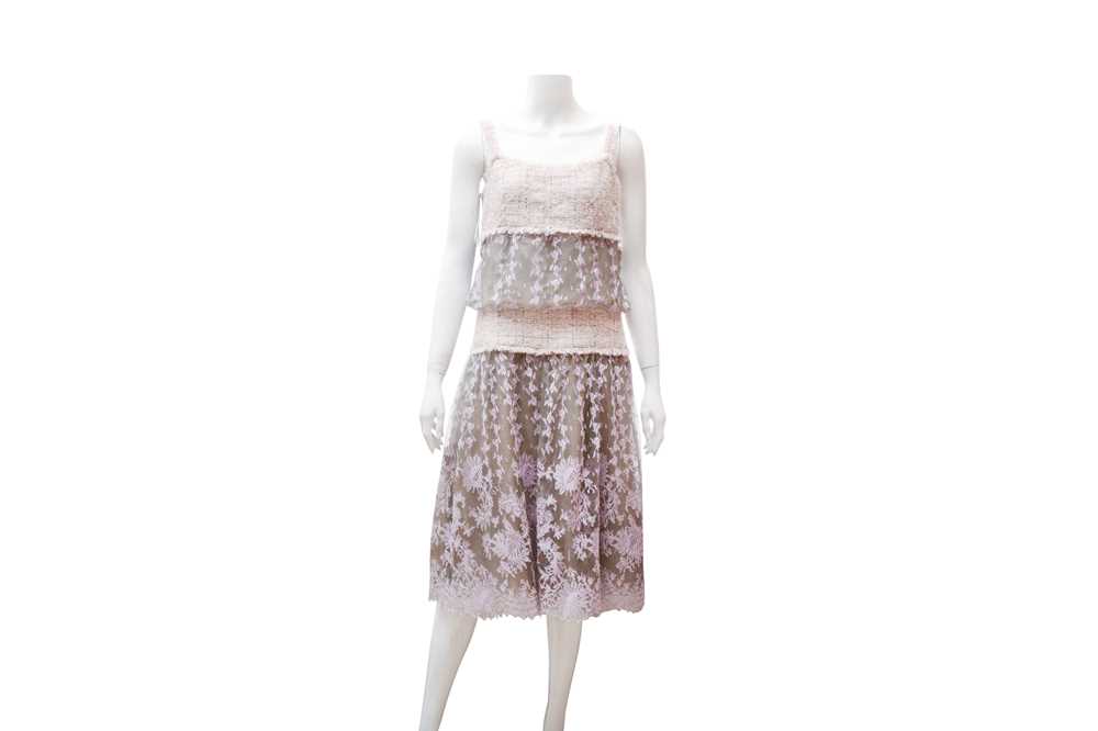 Chanel Pink Tweed Tuille Dress and Jacket - Size 38 - Image 5 of 7