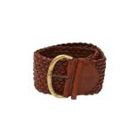 Mulberry Brown Braided Wide Belt - Size 70