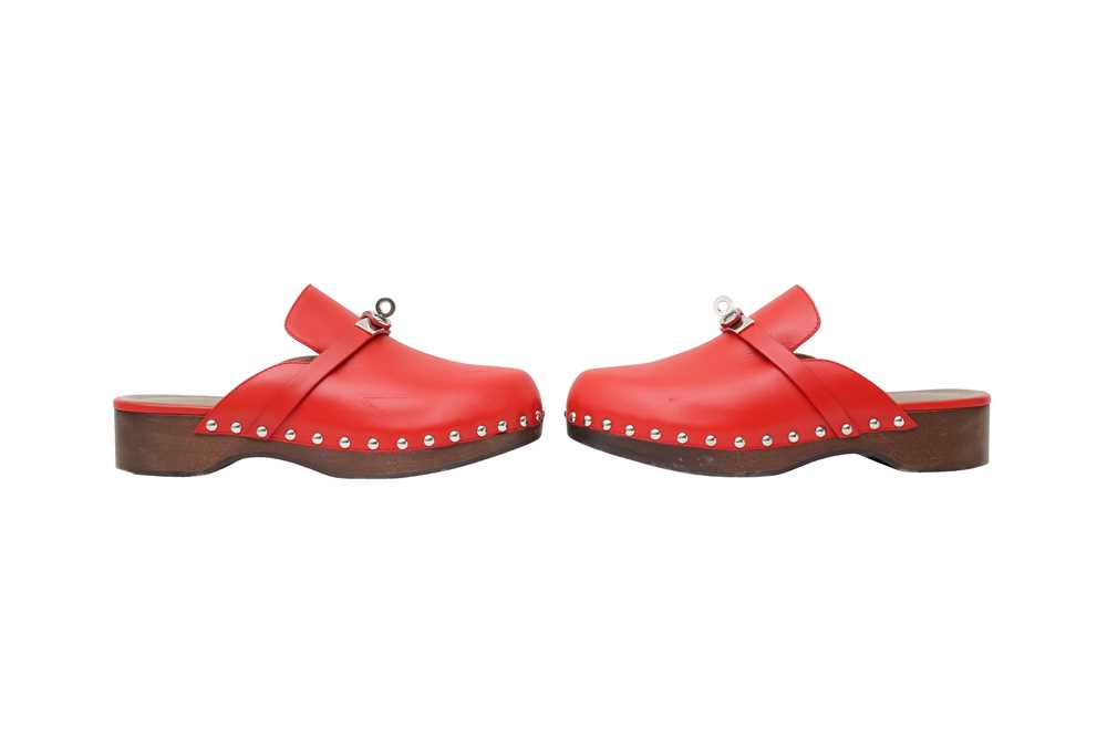 Hermes Red Carlotta Clog Mule - Size 37 - Image 3 of 4