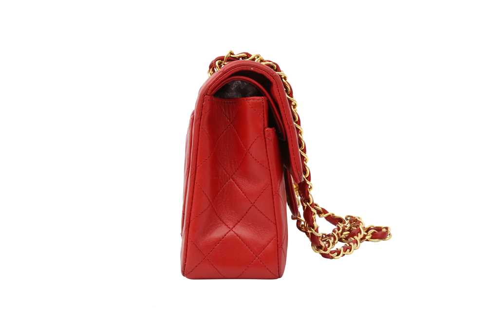 Chanel Red Small Classic Double Flap Bag - Image 3 of 8