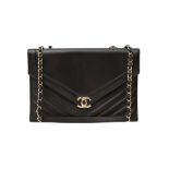 Chanel Black Chevron Envelope Flap Bag